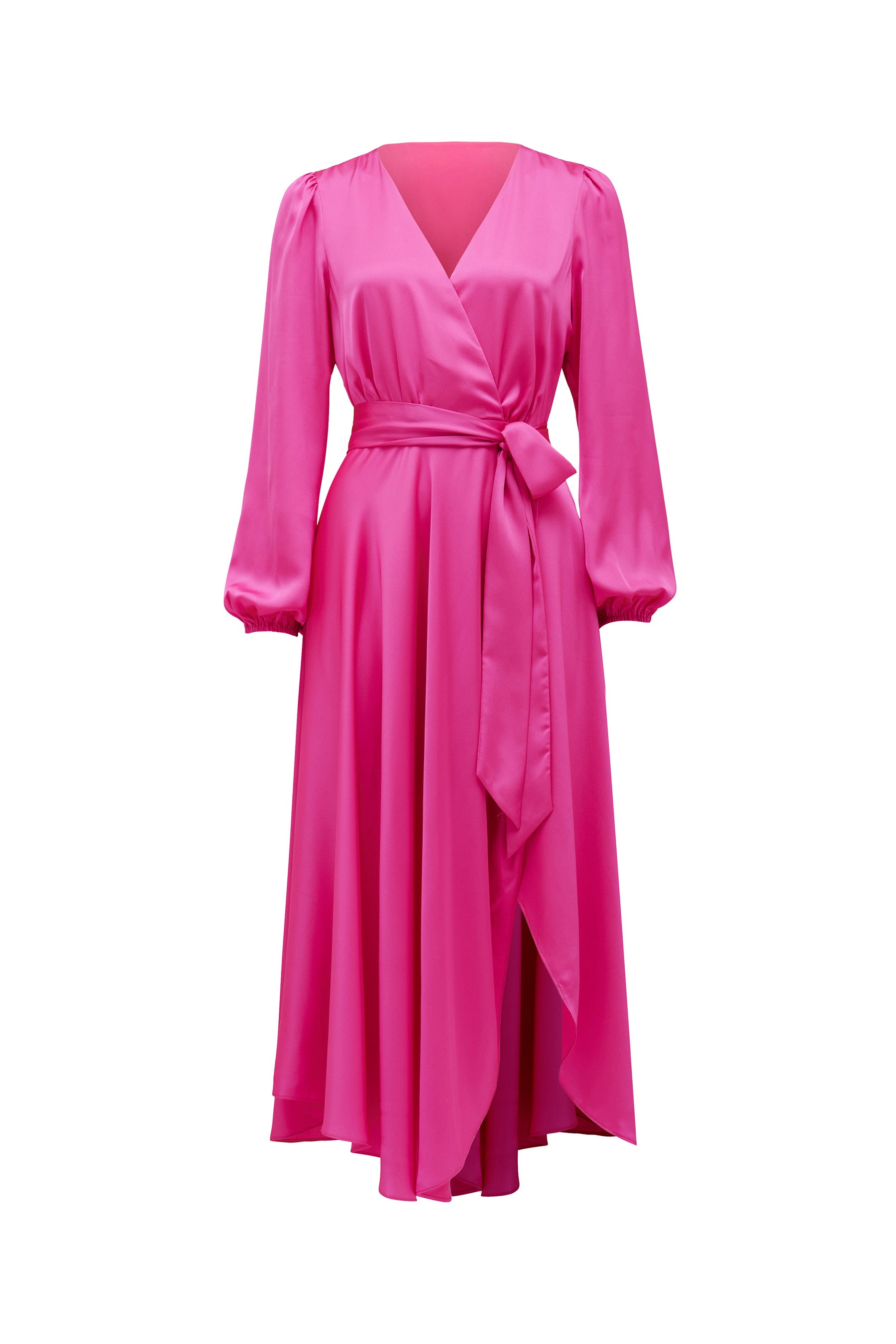 Marilyn Satin Wrap Midi Dress