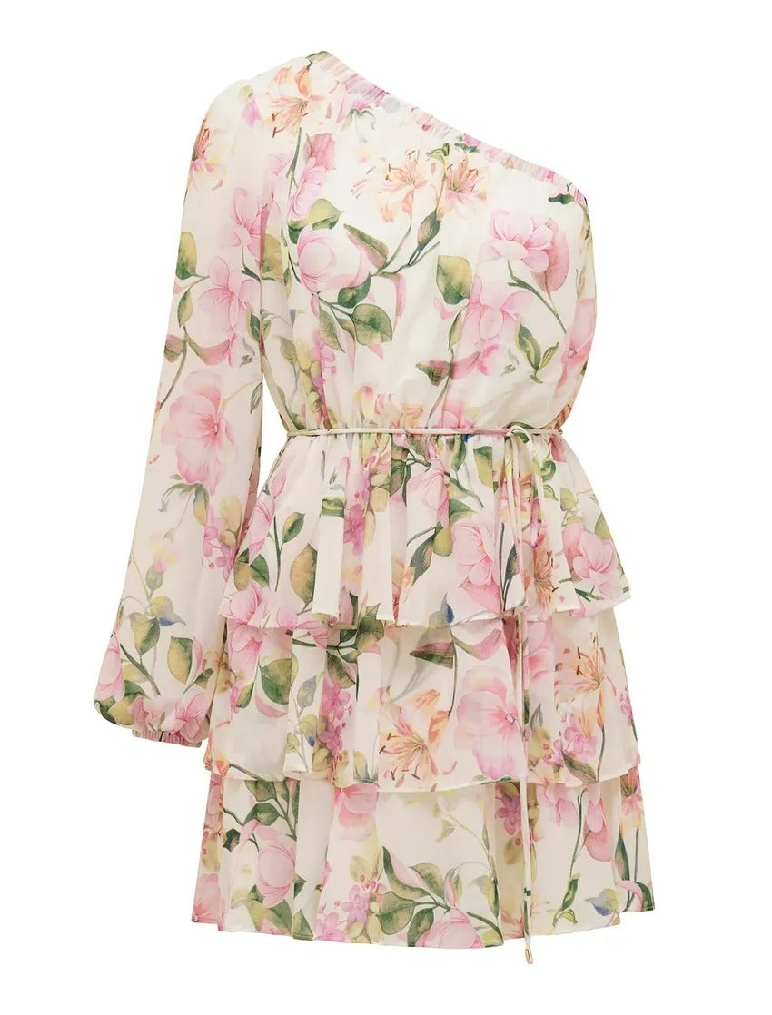 Sienna One-Shoulder Tiered Mini Dress