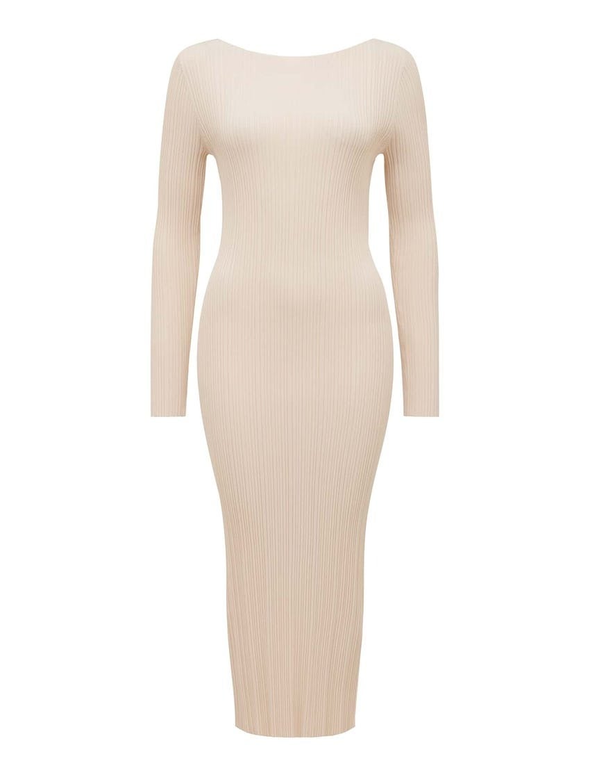 Evie Petite Long-Sleeve Rib Knit Dress