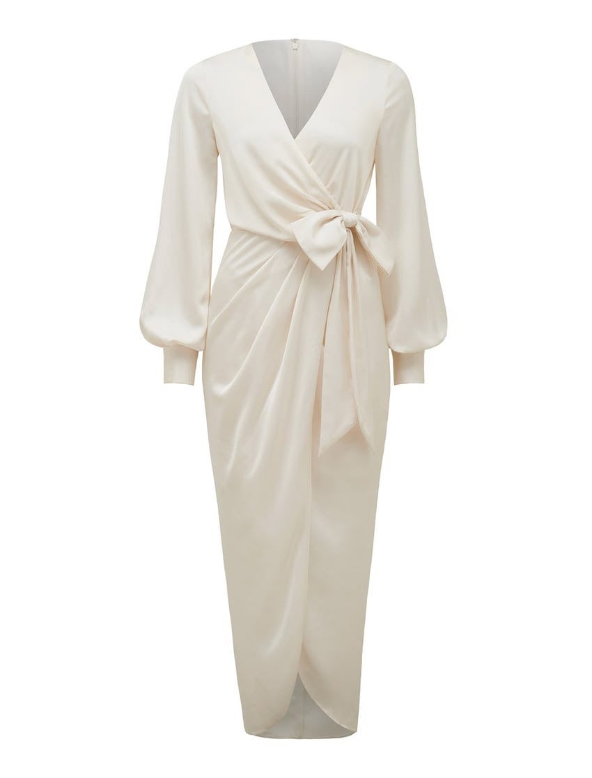 Mirella Wrap Satin Midi Dress