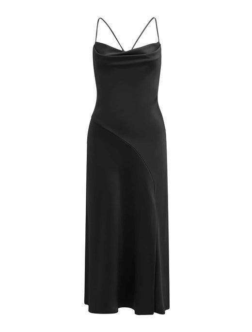 Opal Bias Cowl Satin Midi Dress