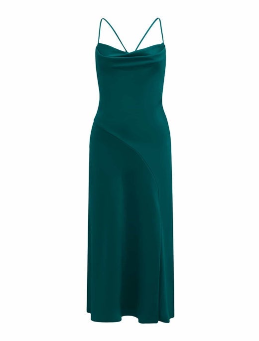 Opal Bias Cowl Satin Midi Dress